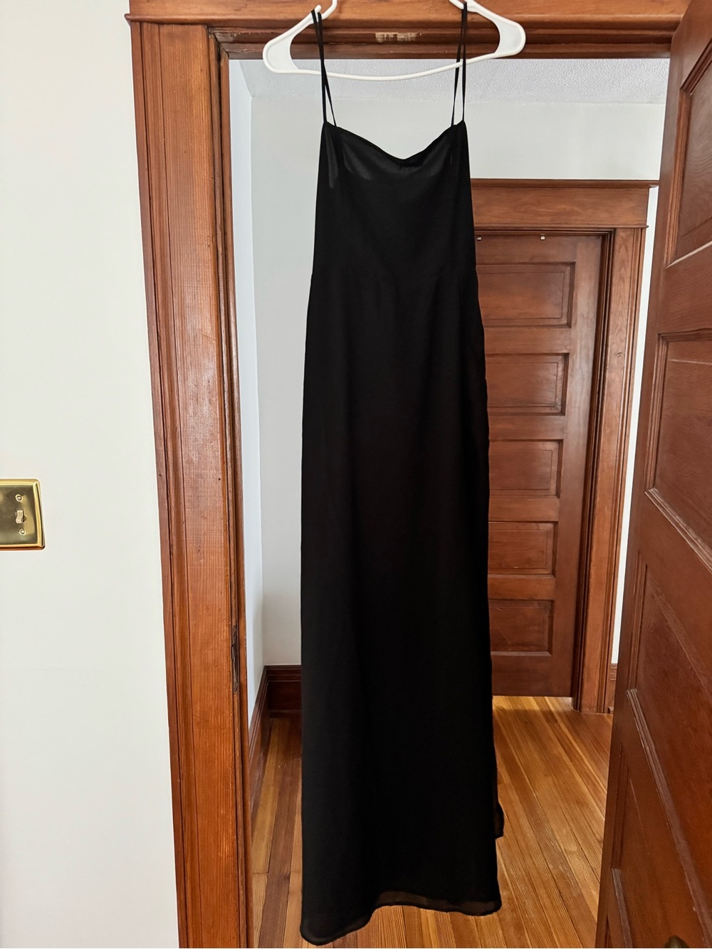 Elegant Black Slip Maxi dress with Spaghetti Straps